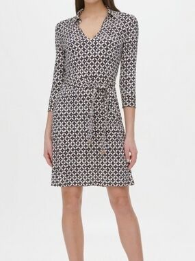 Tommy Hilfiger V-Neck Tie-Waist Mini Dress